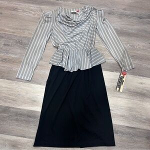 Vintage Modern TJuniors Peplum Blouse & Black Skirt Set – Size 7